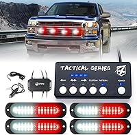 Vista 17 de Xprite Kit de luces estroboscópicas LED ámbar para montaje en superficie, parrilla de parrilla lateral, luz intermitente de advertencia