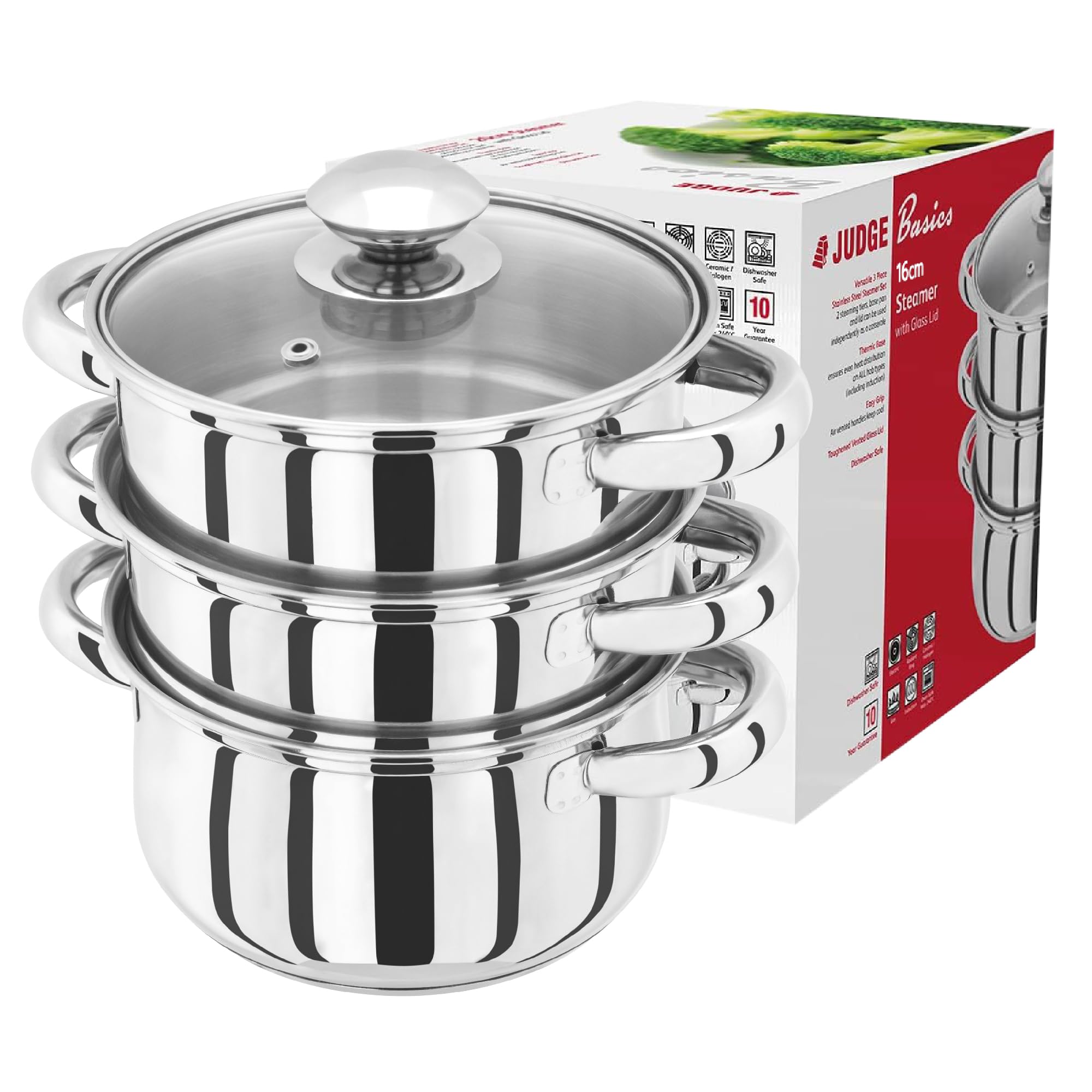 Judge Essential 3-Tier Stainless Steel Steamer- 16cm Food Steamer Pot