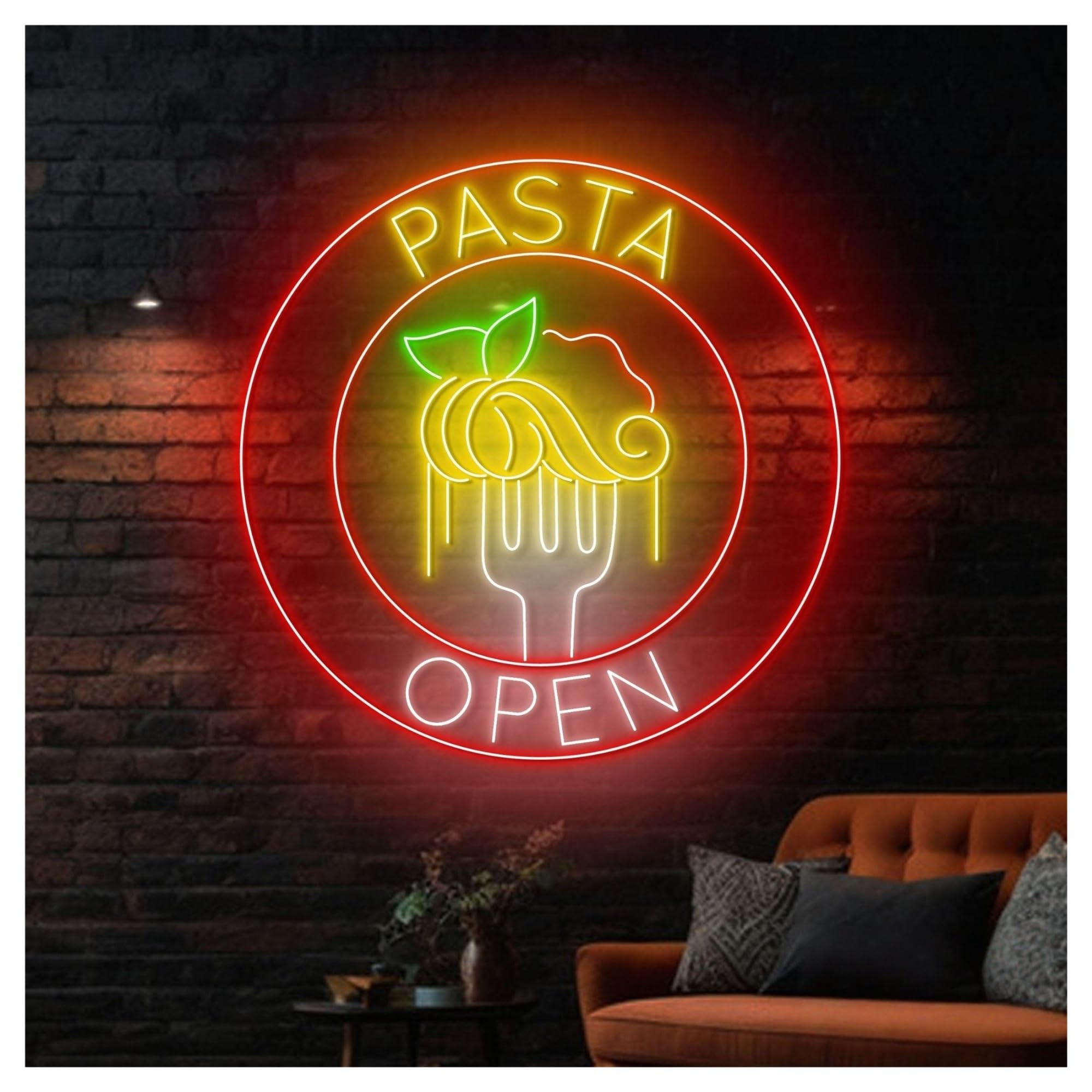Insegna al Neon Insegna Al Neon Pasta Opencon Scritta Cucina Italiana, Spaghetti, Cibo, Arte Murale A LED, Decorazione Per Ristorante, Vetrina 63cm