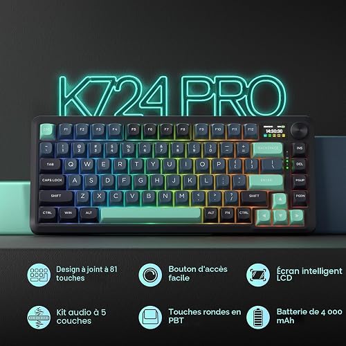 Redragon K724 Pro Clavier sans Fil Gasket Ecran 81 Touches - 2