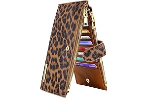 RFID Blocking Large Capacity Cheetah Print Wallet