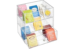 mDesign Acrylic Tea Organizer with 3 Drawers for Kitchen Organization