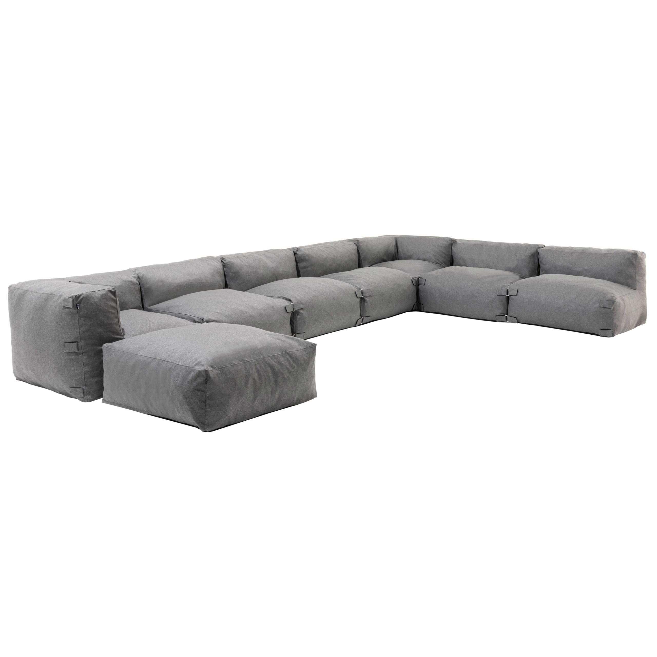 Oviala Canapé d'angle de Jardin modulable 8 Places Gris - Mixi