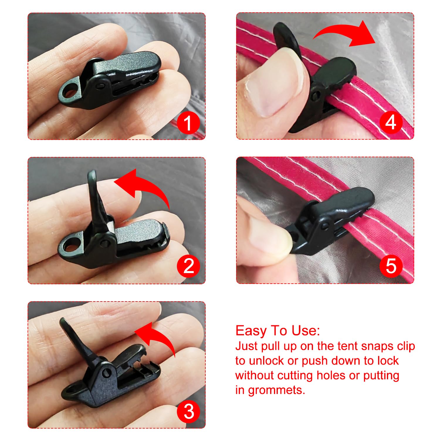 YIXISI 30 Sztuk Tarp Clips, Camping Tent Snaps, Tarpaulin Clips, Klipsy do Namiotu, Zaciski do Tarpów, Klipsy do Mocowania Tarpów (Czarny)