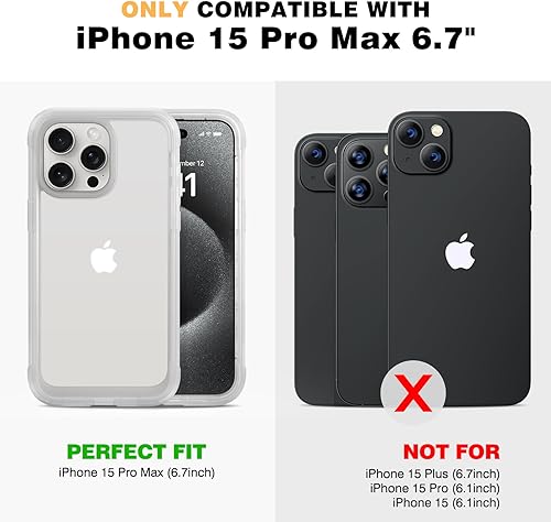 Miniatura 48 de Diaclara - Funda diseñada para iPhone 15 Plus de 6.7 pulgadas, transparente, cuerpo completo, con protector de pantalla, resistente de protección