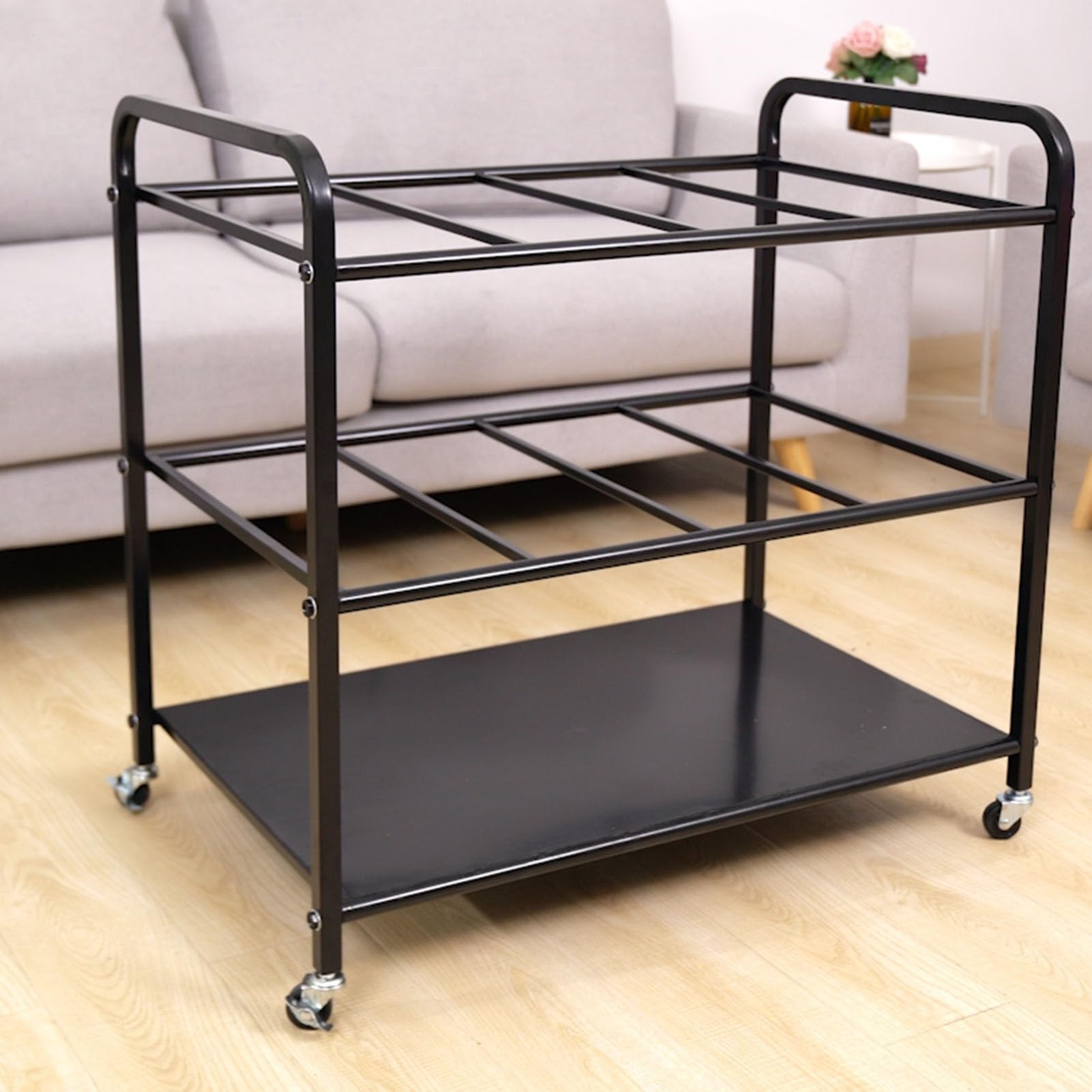 Cesta de almacenamiento para esterilla de yoga con ruedas para gimnasio en casa, perfecta para bloques de yoga, rodillos de espuma, bandas de resistencia, accesorios de ejercicio, solución de ahorro
