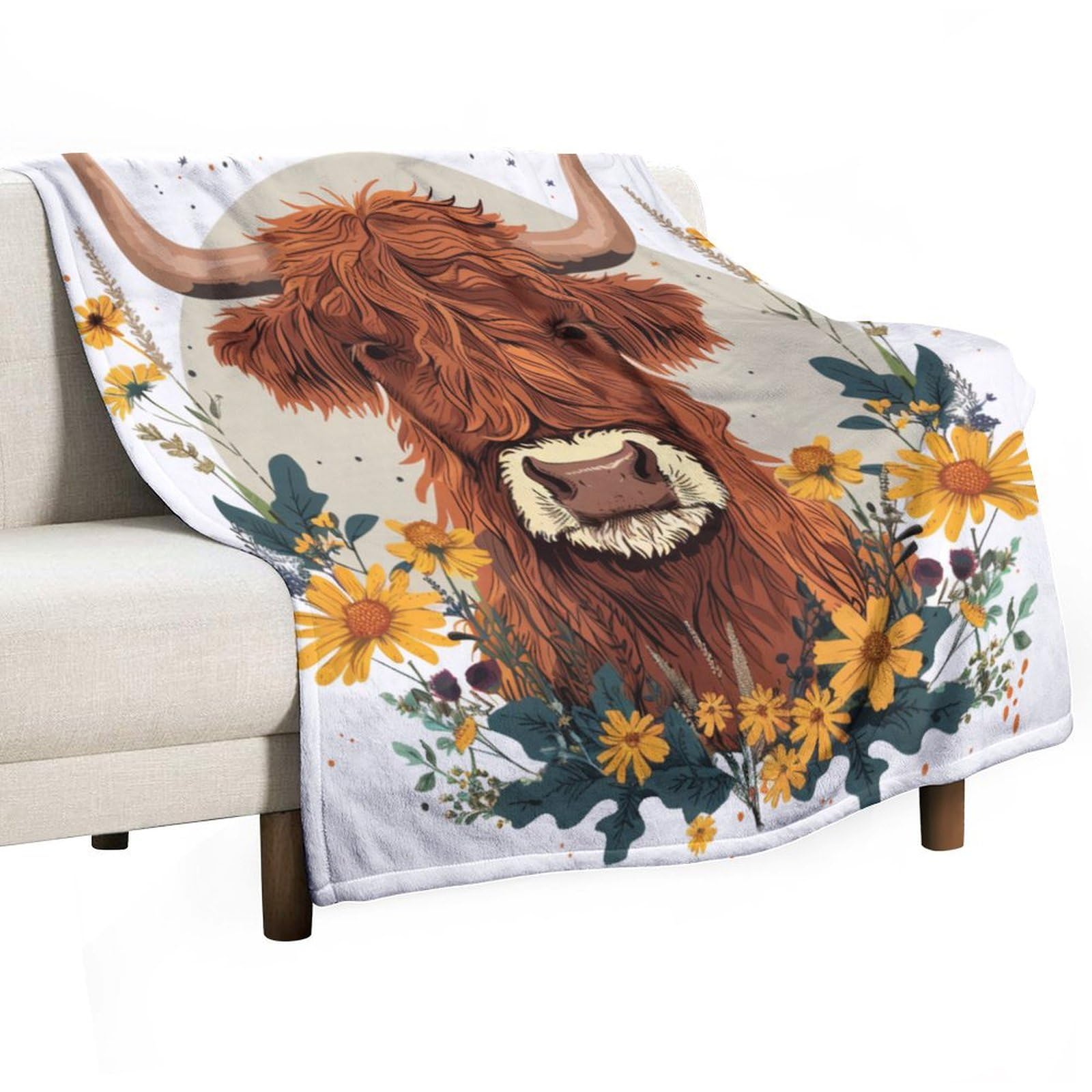 Ecwecc Girls Style-6 Highland Cow Blanket Gifts For Children Flannel Blanket Animal Bull Print Fluffy Snugly Soft Warm Fuzzy Blanket For Kids Adults Travel/Single For Women Graduation Valentine's Day 80X100cm