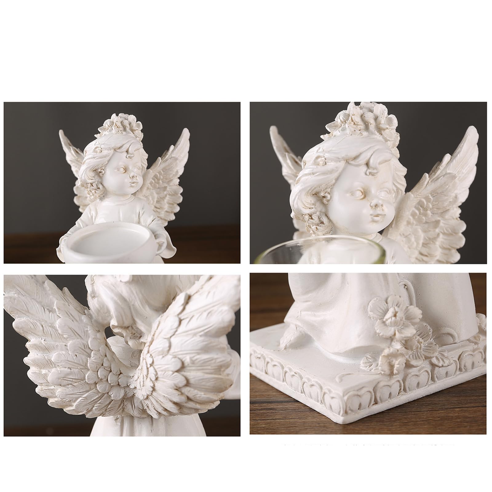 2 Graziosi Portacandele A Forma Di Angelo, Portacandele In Resina Bianca Per Centrotavola, Moderno Decoro Natalizio Per Camino E Festa Di Nozze