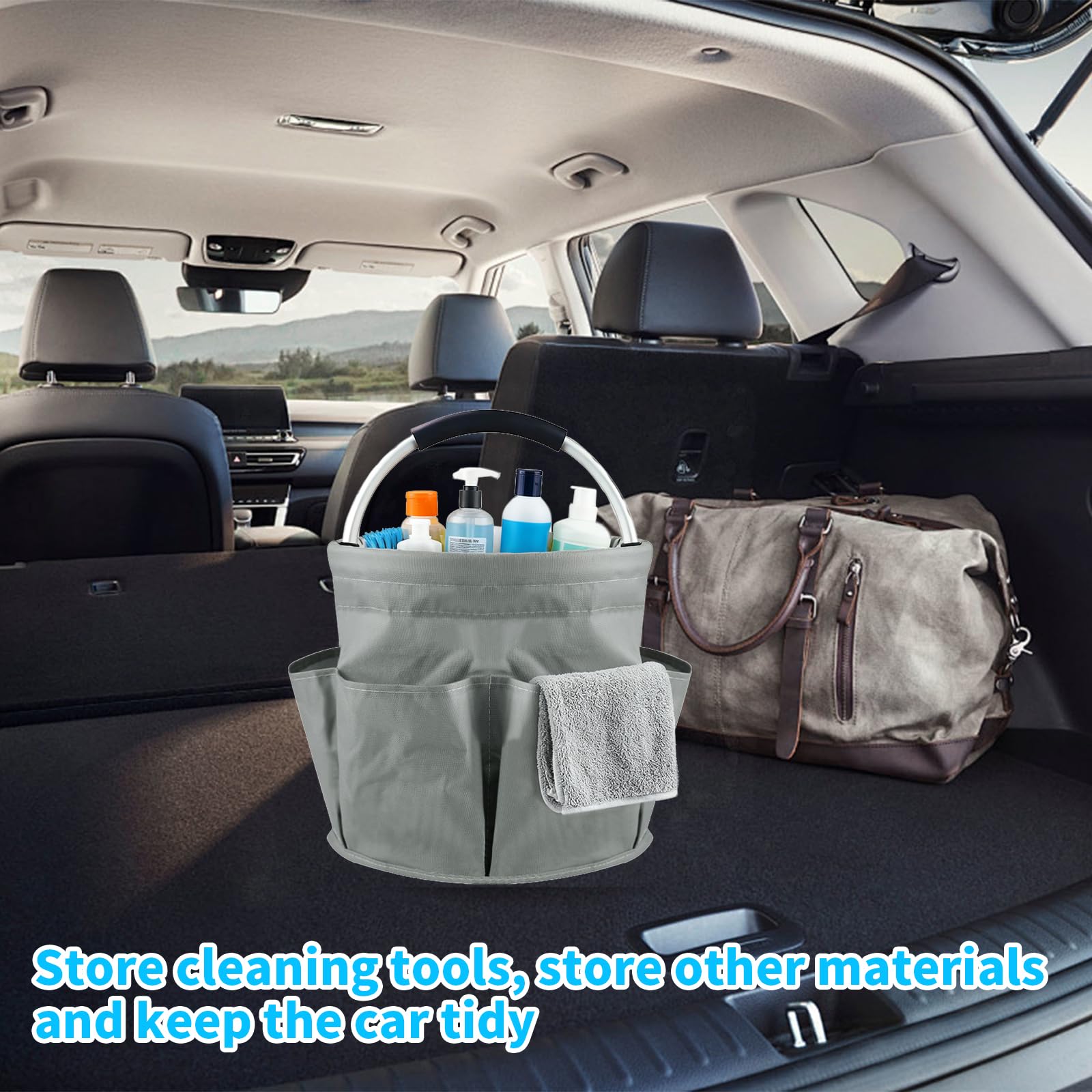2 organizadores de productos de limpieza, bolsa de limpieza plegable portátil, cesta de limpieza con asa y 6 bolsillos, bolsa de limpieza para dispositivos, herramientas, utensilios de limpieza