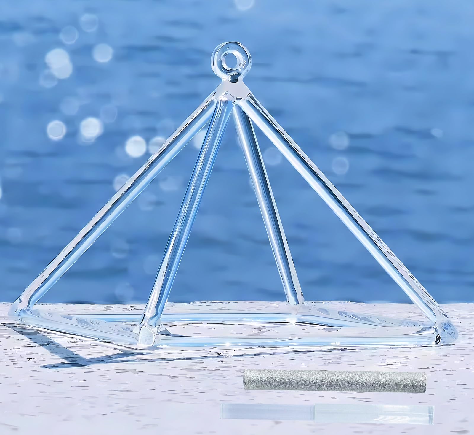 KKNSYW Quartz Crystal Singing Pyramid 6-12 inch, Sound Healing Meditation Healing Musical Instrument Prayer and Stress Reduction(12 inch)