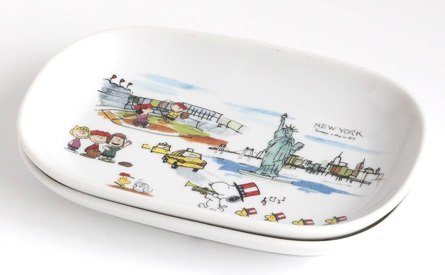 Amazon｜スヌーピー楕円プレート ニューヨーク&スイス 2柄組 皿