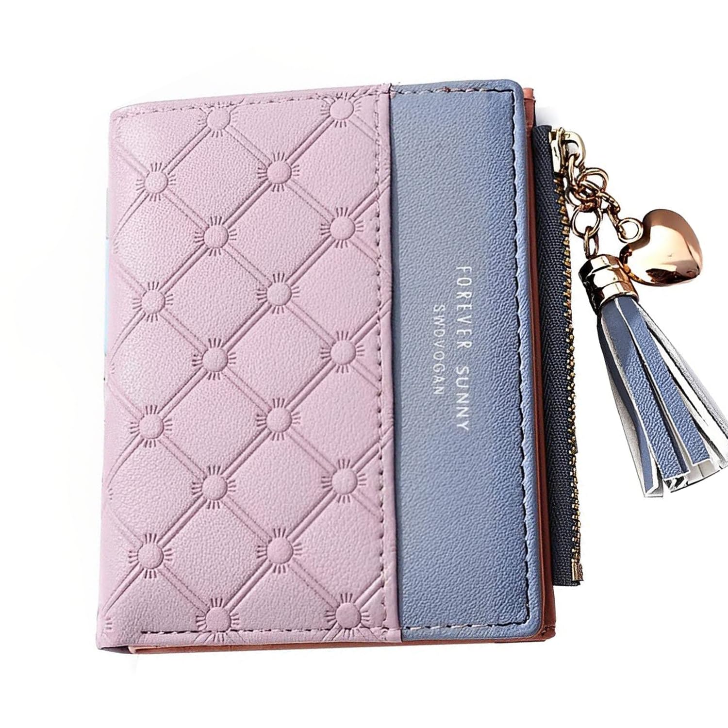 syga PU Leather Zipper Wallet for Women, Purple - Abstract Pattern-picture-11