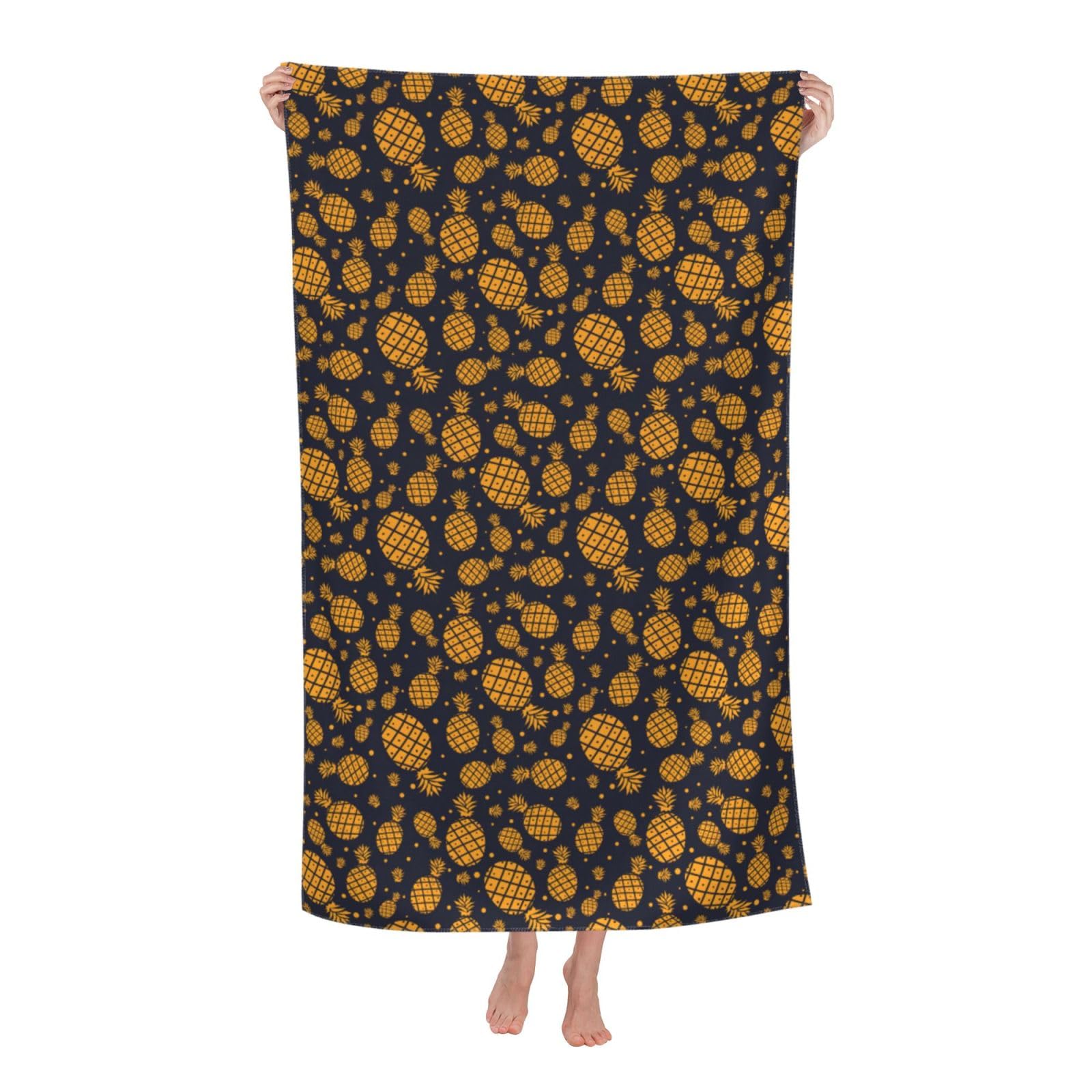 Cbaaghh Golden Pineapple Print Adult Beach Towels,Beach & Pool Towel,Beach Towels,Towels For Camping
