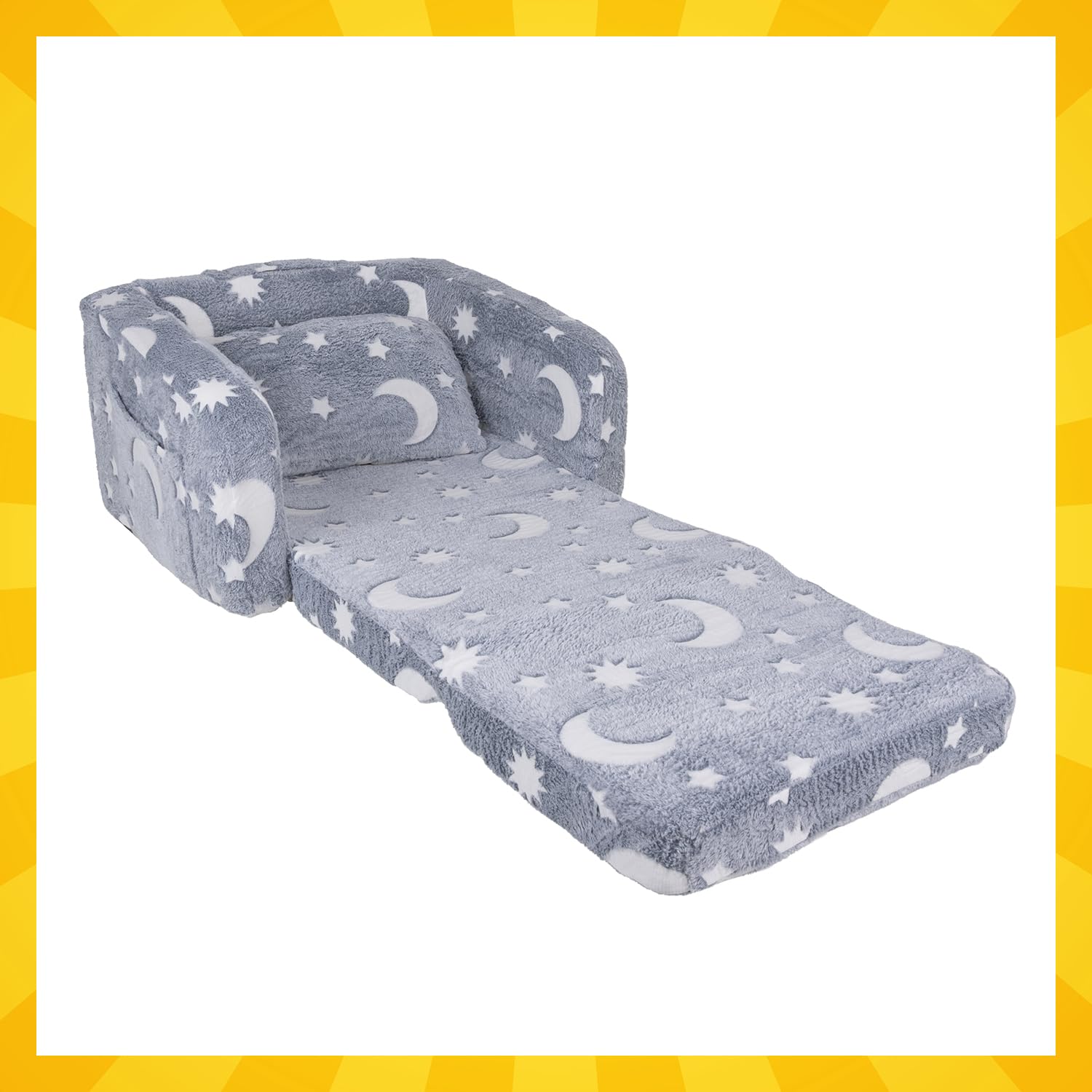 KRUZZEL Poltrona pieghevole per bambini 2 in 1 – Divano pieghevole in peluche con funzione sdraiata e borsa – Leggero, rivestimento rimovibile, fondo antiscivolo – Per ragazze e ragazzi, cameretta dei