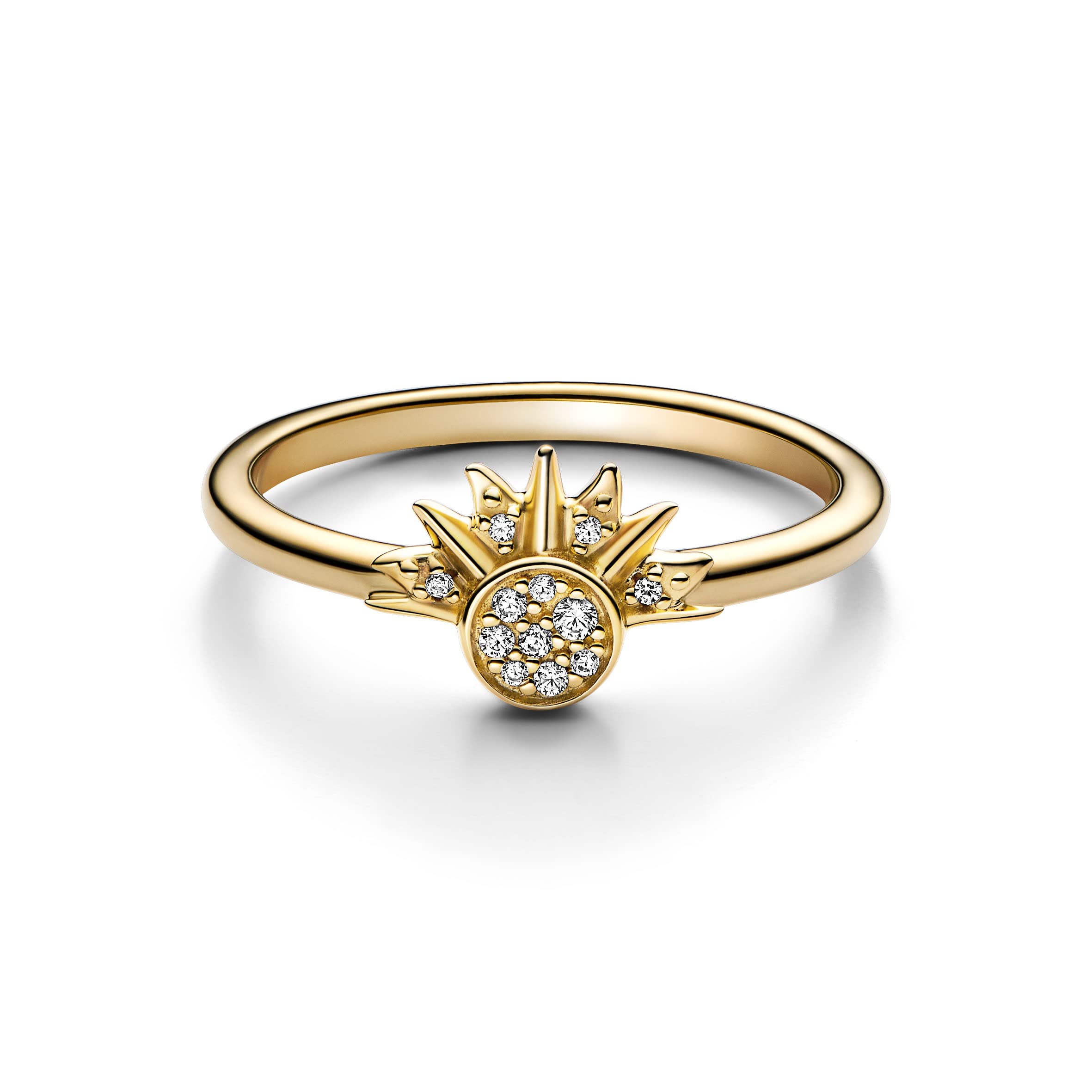 PANDORA Moments - Anello sole luminoso, placcato in oro 14k, con pietre di zirconia cubica incolori