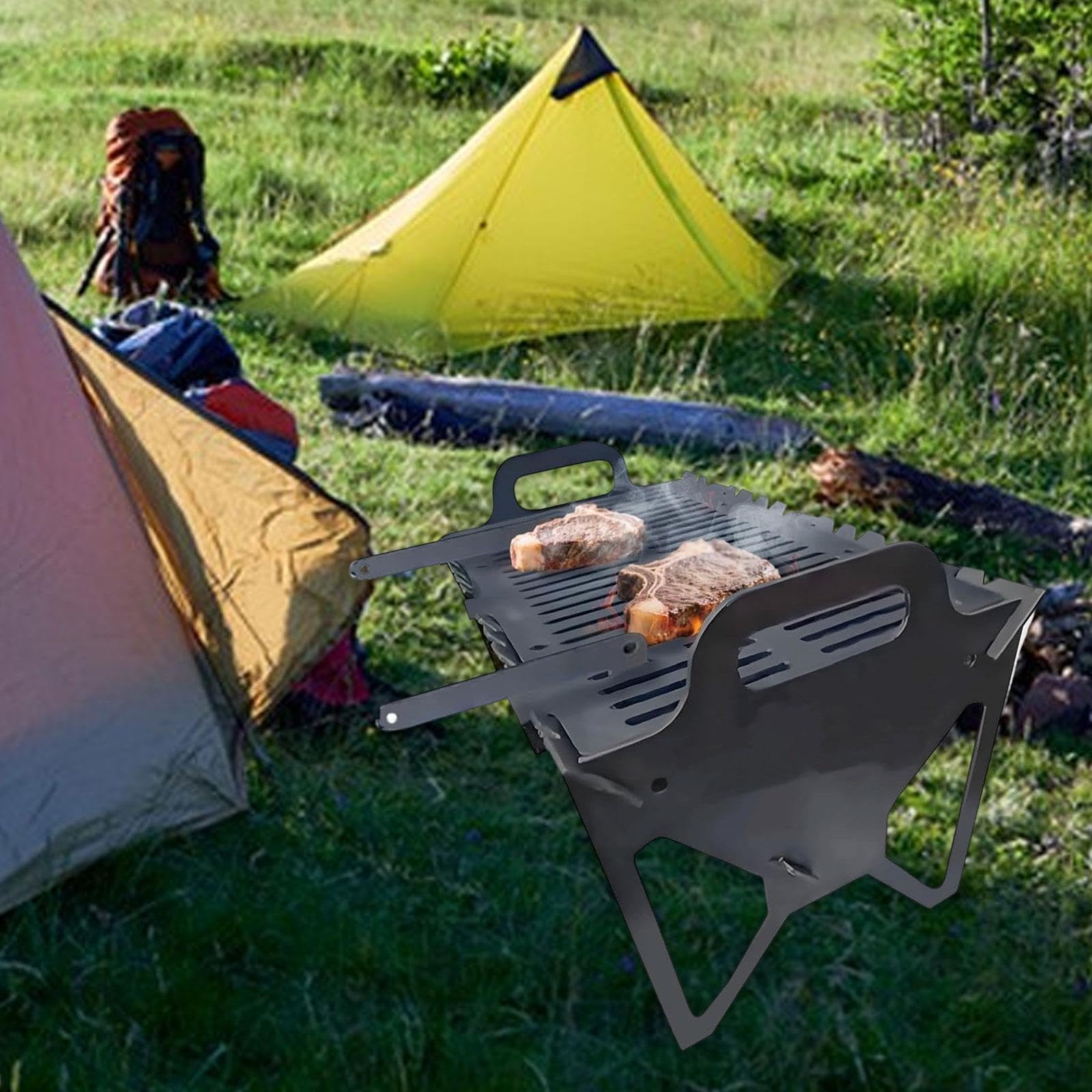 Składany metalowy grill do domu, na imprezę i piknik nad jeziorem – przenośny sprzęt do gotowania na świeżym powietrzu, kompaktowa konstrukcja dla łatwego transportu i przechowywania