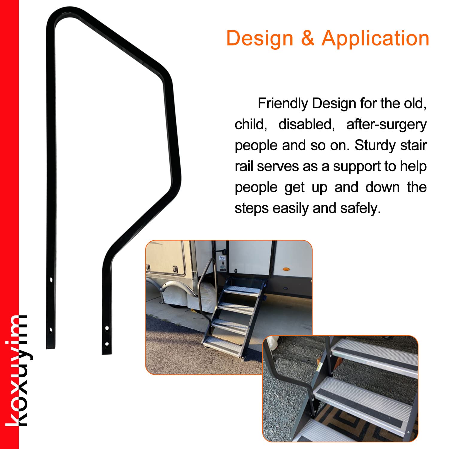 Step Handrail for Step Above 2nd Generation RV Entry Step. STP214121H