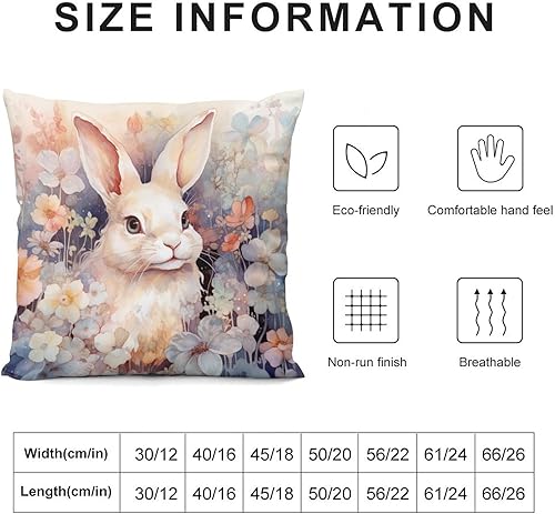 Miniatura 3 de Funda de cojín de conejo con flores, Cojines decorativos para Sala, primavera, Pascua, sofá, sofá, funda de cojín para sala de estar, cama, patio,