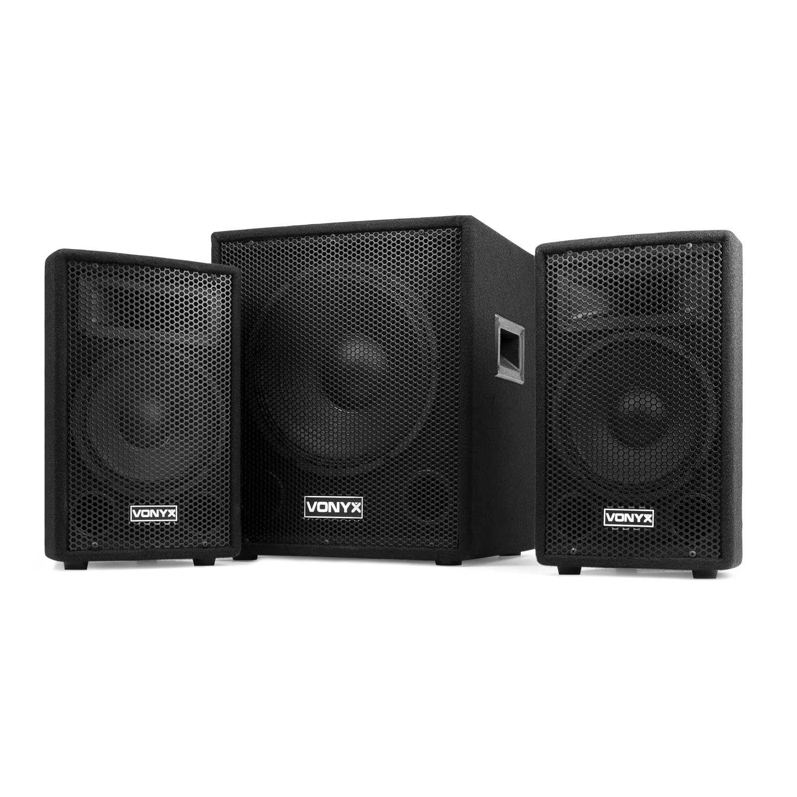 VONYX VX0812BT Pack Sono DJ Actif 2.1-800W, 8Ohm, avec Bluetooth, Subwoofer 12 Pouces, 2 Enceintes 8 Pouces, Égaliseur de Son, Lecteur MP3 USB/SD, Idéal pour Vos Soirées et Vos Évènements