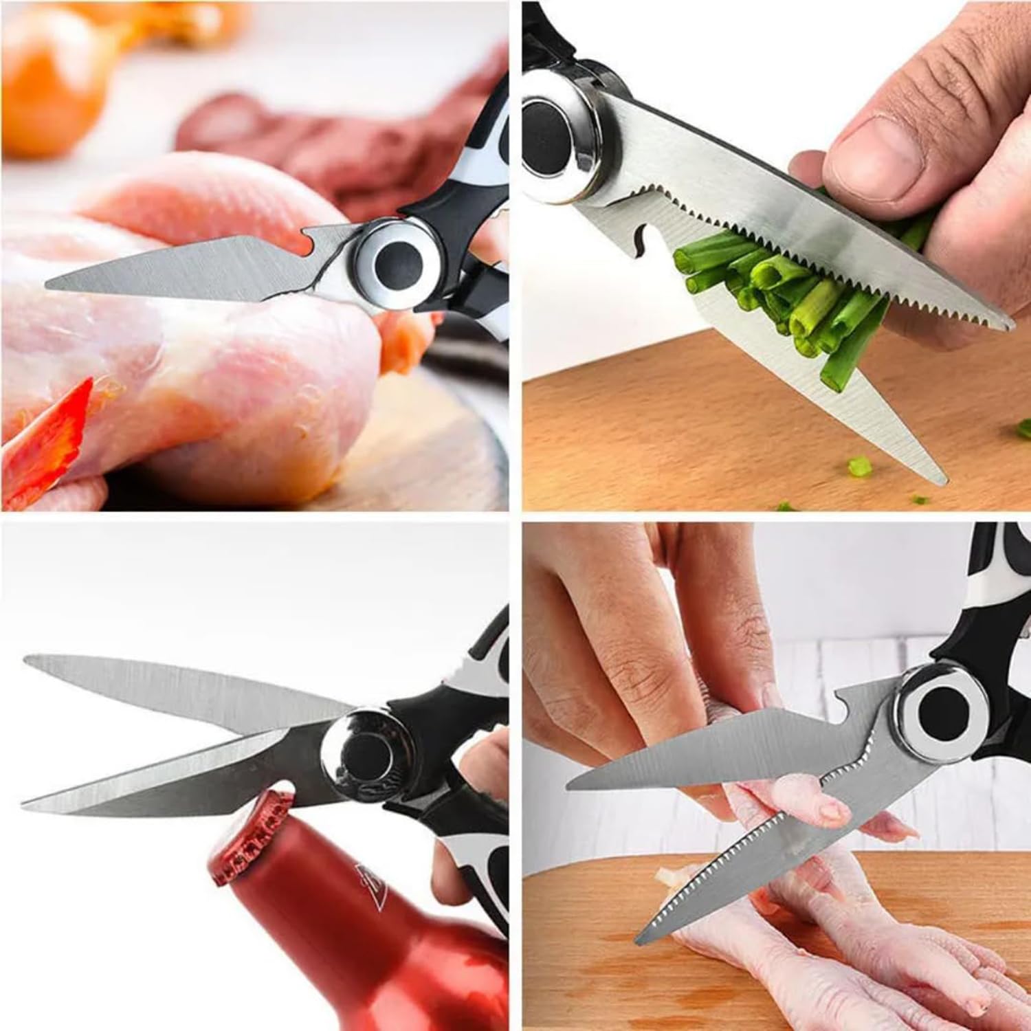 JLJLcio Kitchen Shears 2-Pack – Heavy Duty Stainless Steel Scissors with Protective Covers, Sharp & Sturdy, Dishwasher Safe Food Shears for Chicken, Poultry, Fish, Meat, Herbs & BBQ – For Home