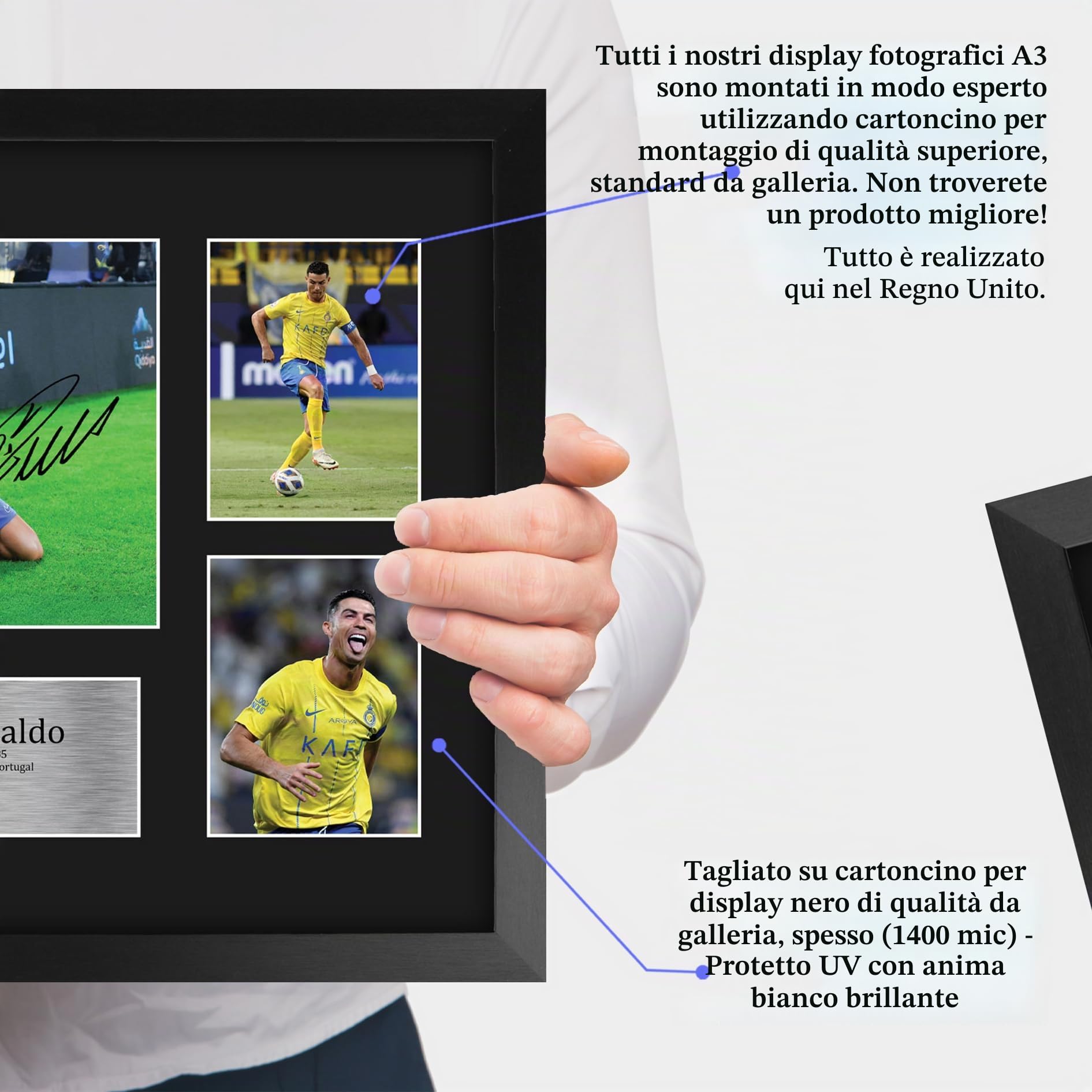 HWC Trading FR A3 Cristiano Ronaldo Al Nassr Memorabilia Stampati Autografo Firmato Esposizione Della Fotografia Per Gli Appassionati Di Calcio E Sostenitori - A3 Incorniciato