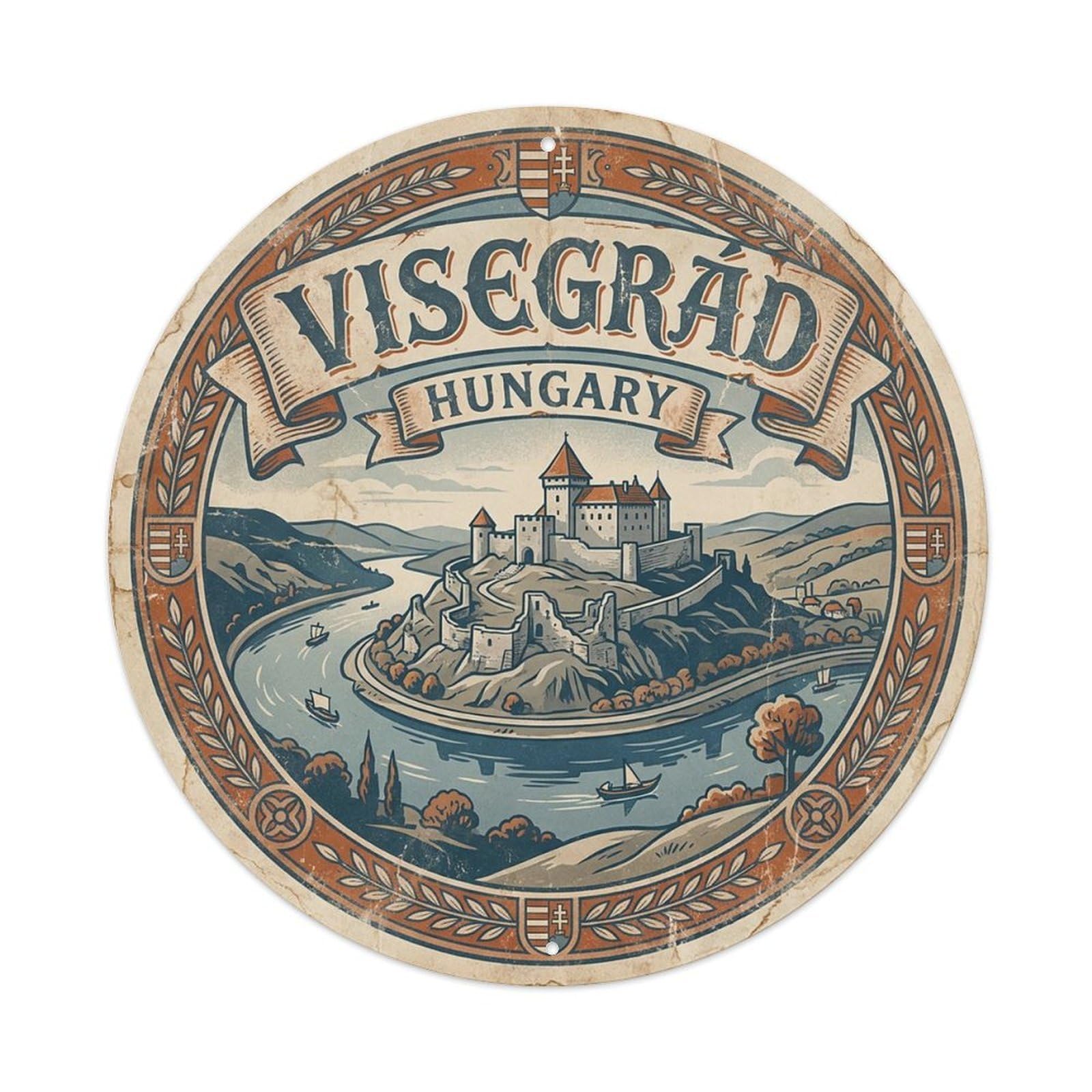 Hungary Vintage Travel Visegrad Vintage Metal Tin Sign Plaque Wall Decor for Cafe, Club Bar, Office, Garden Metal Poster 8x8Inch