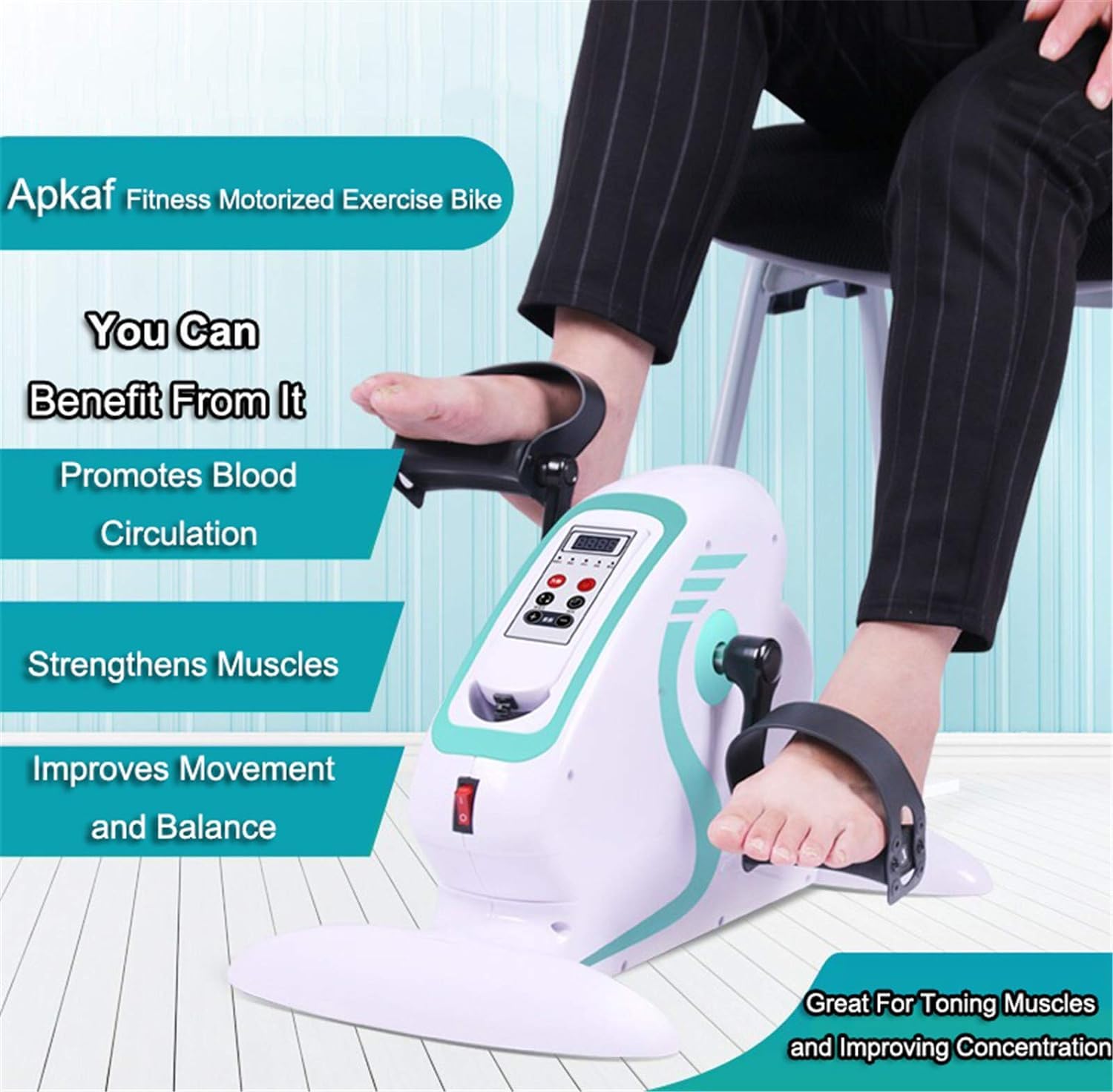 Rower treningowy fitness z napędem elektrycznym, Trenażer pedałów elektrycznych, Trenażer rowerowy rehabilitacyjny do fizjoterapii elektronicznej dla osób starszych i niepełnosprawnych