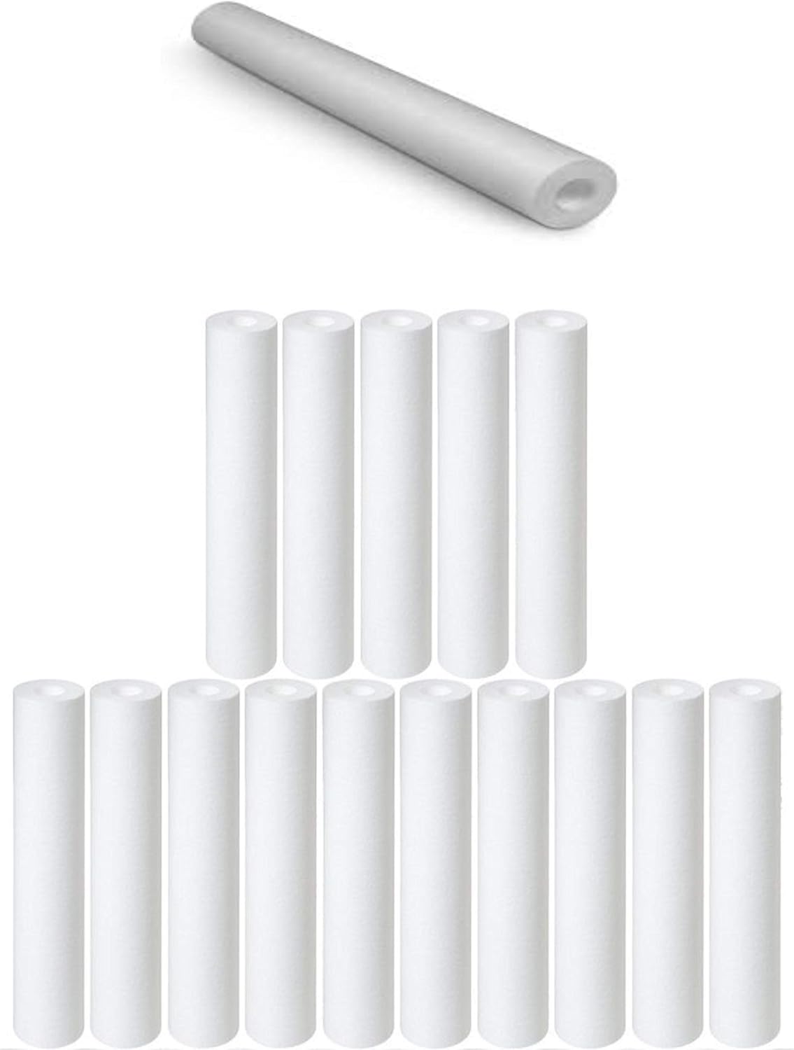 CFS – 16 Pack Polypropylene Sediment Water Filter Cartridges Compatible with GE GXWH04F Models – Remove Bad Taste & Odor – Whole House Replacement Water Filter Cartridge, 5 Micron - 10"Inch, White