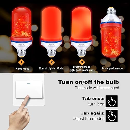 Miniatura 3 de OMK - Bombillas LED con efecto de llama para decoración navideña - Lámparas de simulación de fuego de 4 modos mejoradas - VacacionesRegalos de