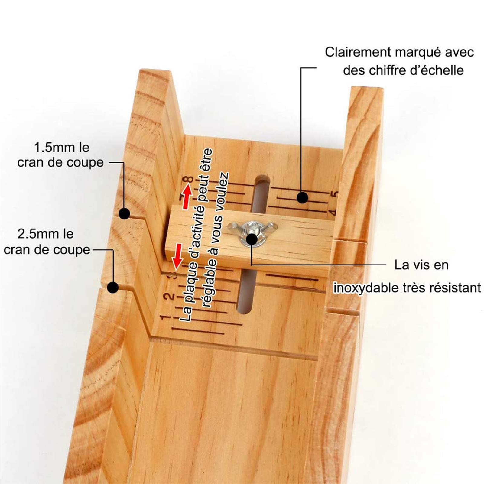 Kit de moldes de jabón de silicona de 9 piezas de 42 oz con caja de madera | Raspador ondulado y recto de acero inoxidable para suministros de fabricación de jabón artesanal casero