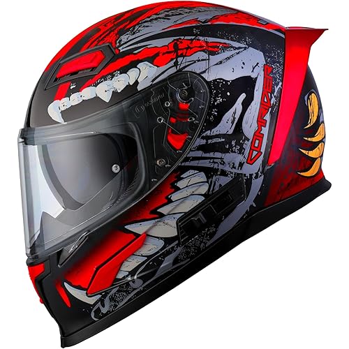 Full Face Dual Visor Adult Motorcycle Helmet for Motorbike Street Bike with Push-in Buckle Ready DOT Approved