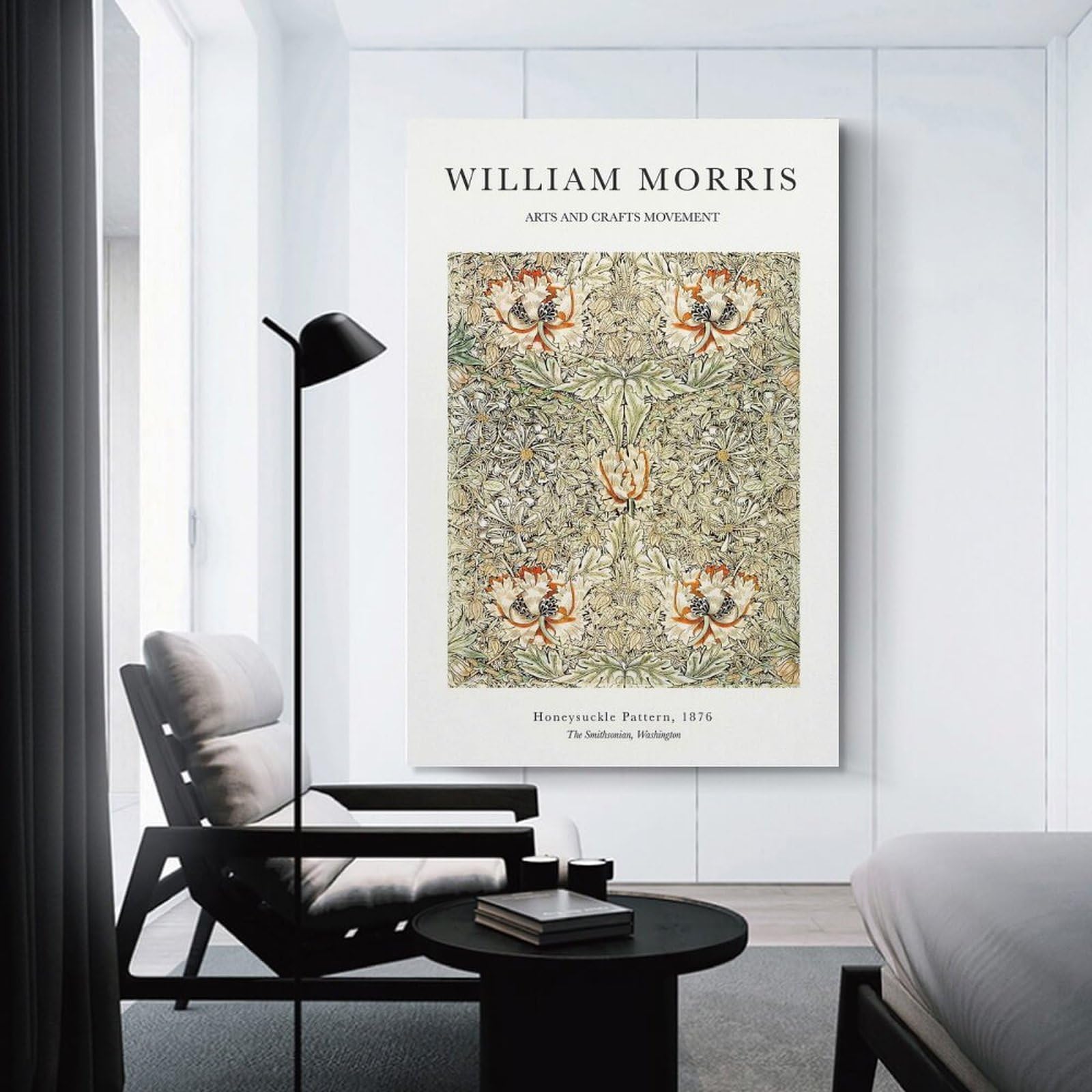 Junmoney Canvas Wall Picture William Morris Honeysuckle, 16x24inch(40x60cm), for Office, Study Or Home Workspace, Canvas Wall Decor for Creative Rooms