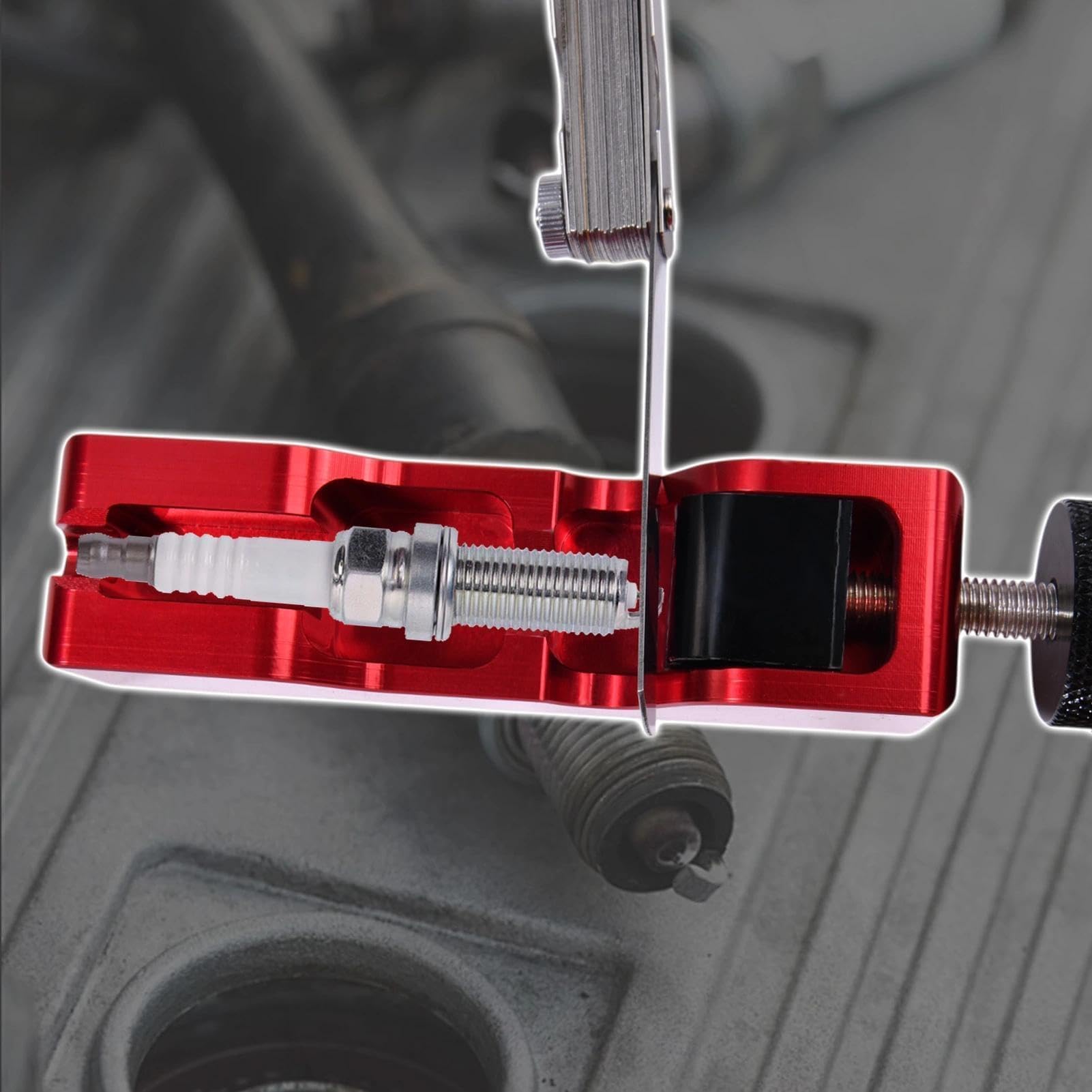 LEONTOOL Outil d’écartement des bougies d’allumage avec 32 lames Jauge d’épaisseur en acier et jauge d’écartement pour la plupart des bougies d’allumage à filetage de 10 mm 12 mm 14 mm 16 mm