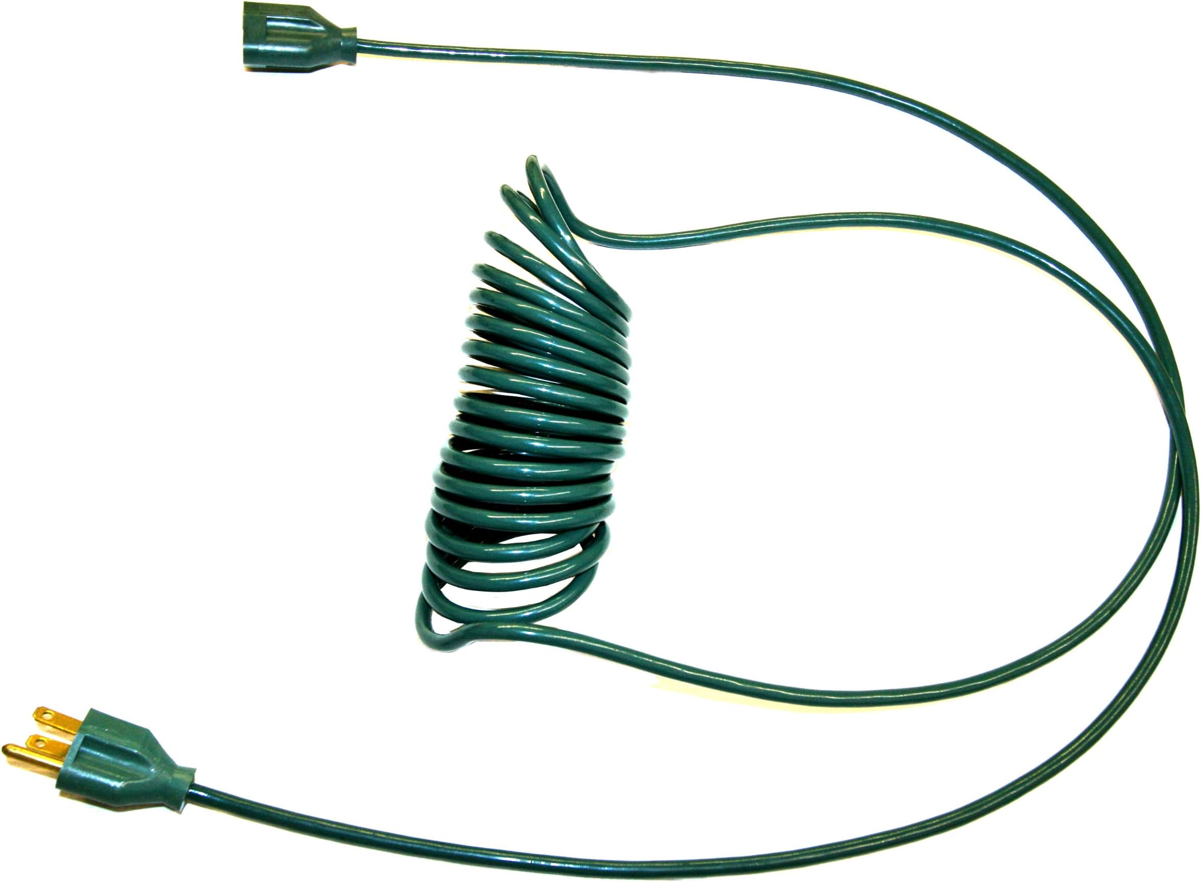 Green Coiled Extension Cord XL For Christmas Lights - Extends 64 in. to 13 ft. - 18 Gauge - 10 Amps
