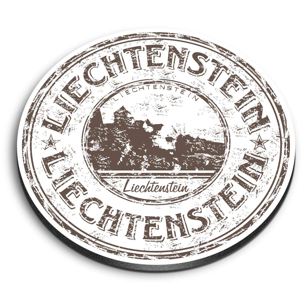 Destination Vinyl Ltd Multicolor 1 X Round Mdf Magnet - Liechtenstein Europe Travel Stamp 7083