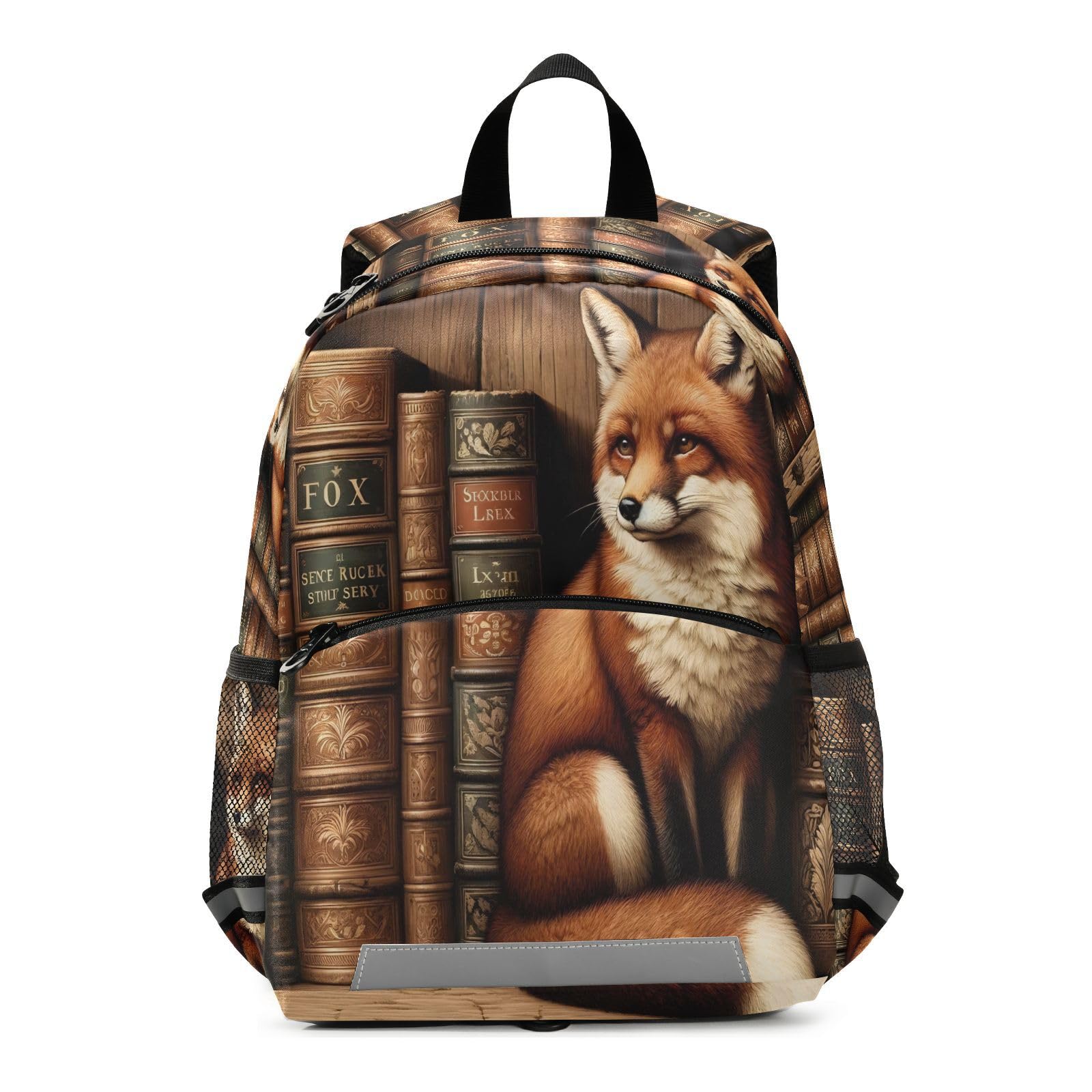 ALAZA Fox Stylish Bookshelf Library Kids Backpack Elementary Toddler Bag Kindergarten Preschool Bag for Girls Boys Children, Medium,