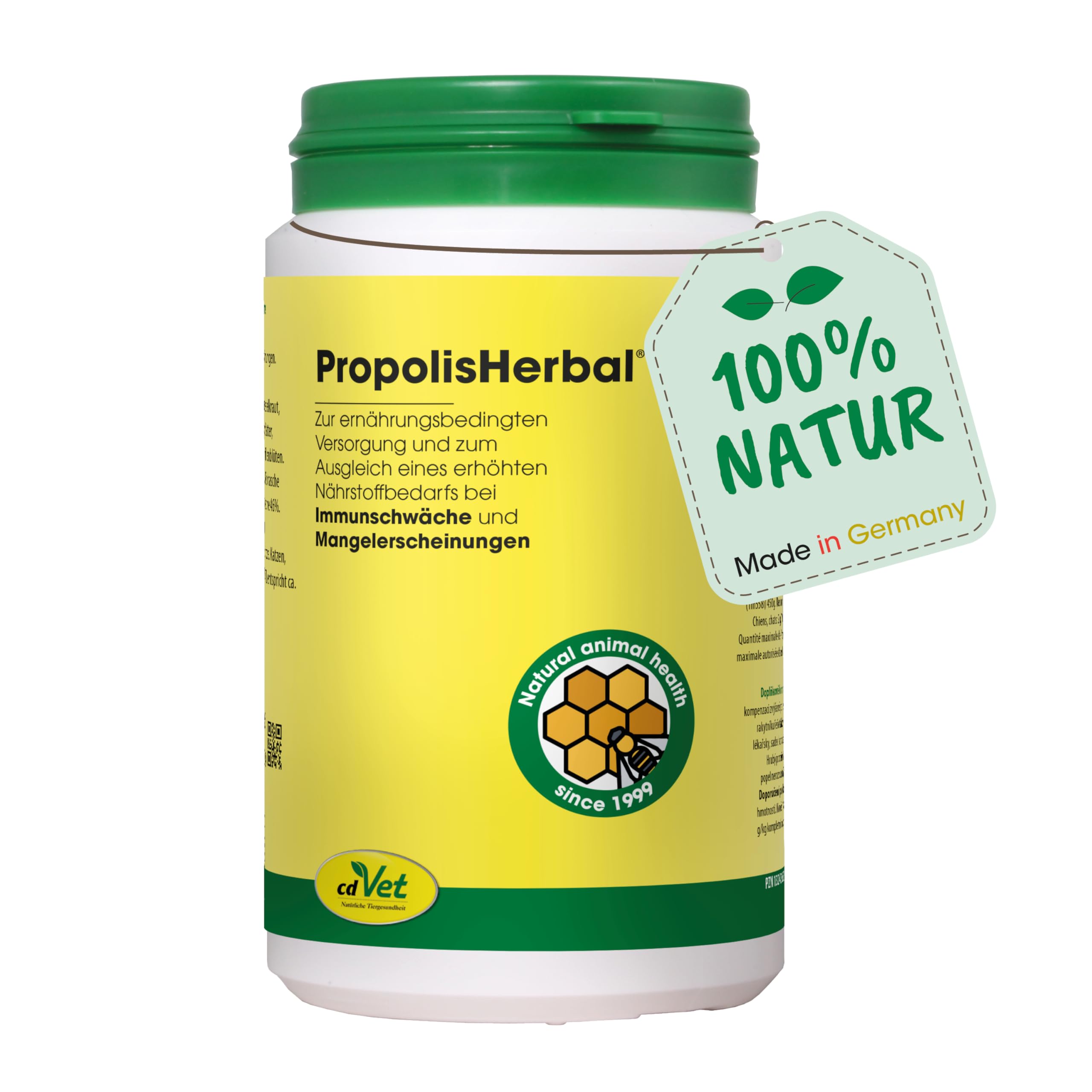cdVet PropolisHerbal 190g - Propolis Nahrungsergänzung für Hunde, Katzen, Nager, Pferde und Haustiere durch Flavanoide und Spurenelemente