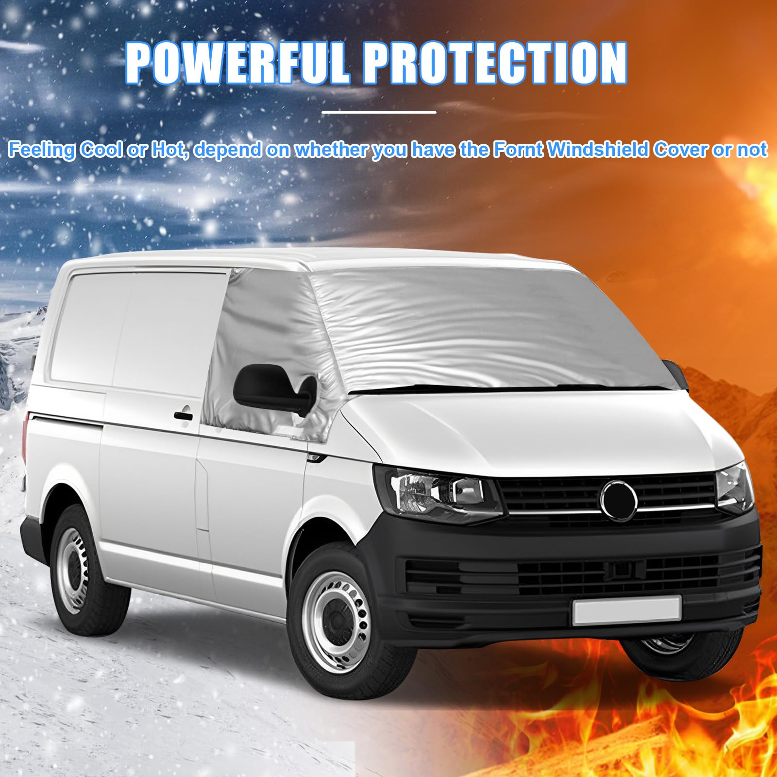 Osłona przedniej szyby kompatybilna z VW T6, osłony przeciwsłoneczne na przednią szybę 100% zaciemnienia, blokują promienie UV, odporna na warunki atmosferyczne osłona przedniej szyby samochodu