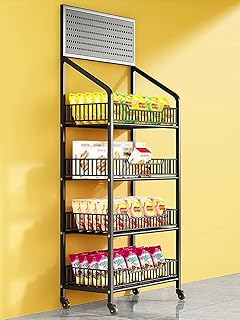 Heavy Duty Concession Stand for Supermarket/Retail Stores/Dispensary/Market, Home Chip/Candy/Snack Organizer Carts, Floor Rolling Food Trailer with Wheels