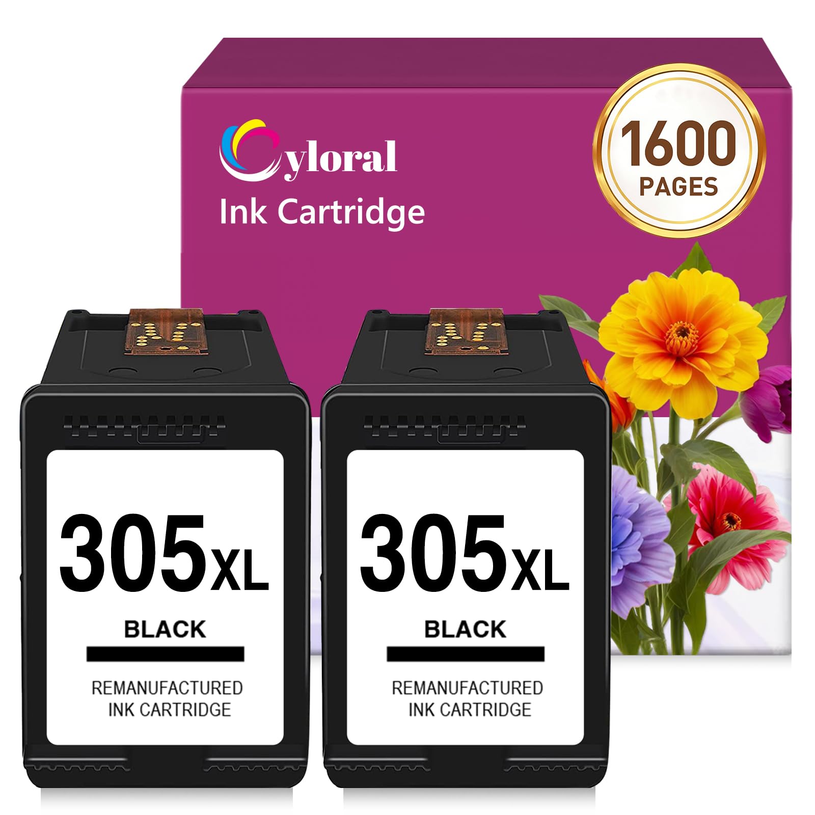 Cyloral 305XL Pack de 2 Cartuchos de Tinta Negra para HP | Compatible con DeskJet 2820e 2800e 4220e 4200e 2810e 2821e 2822e 2823e 4210e 4222e 4230e