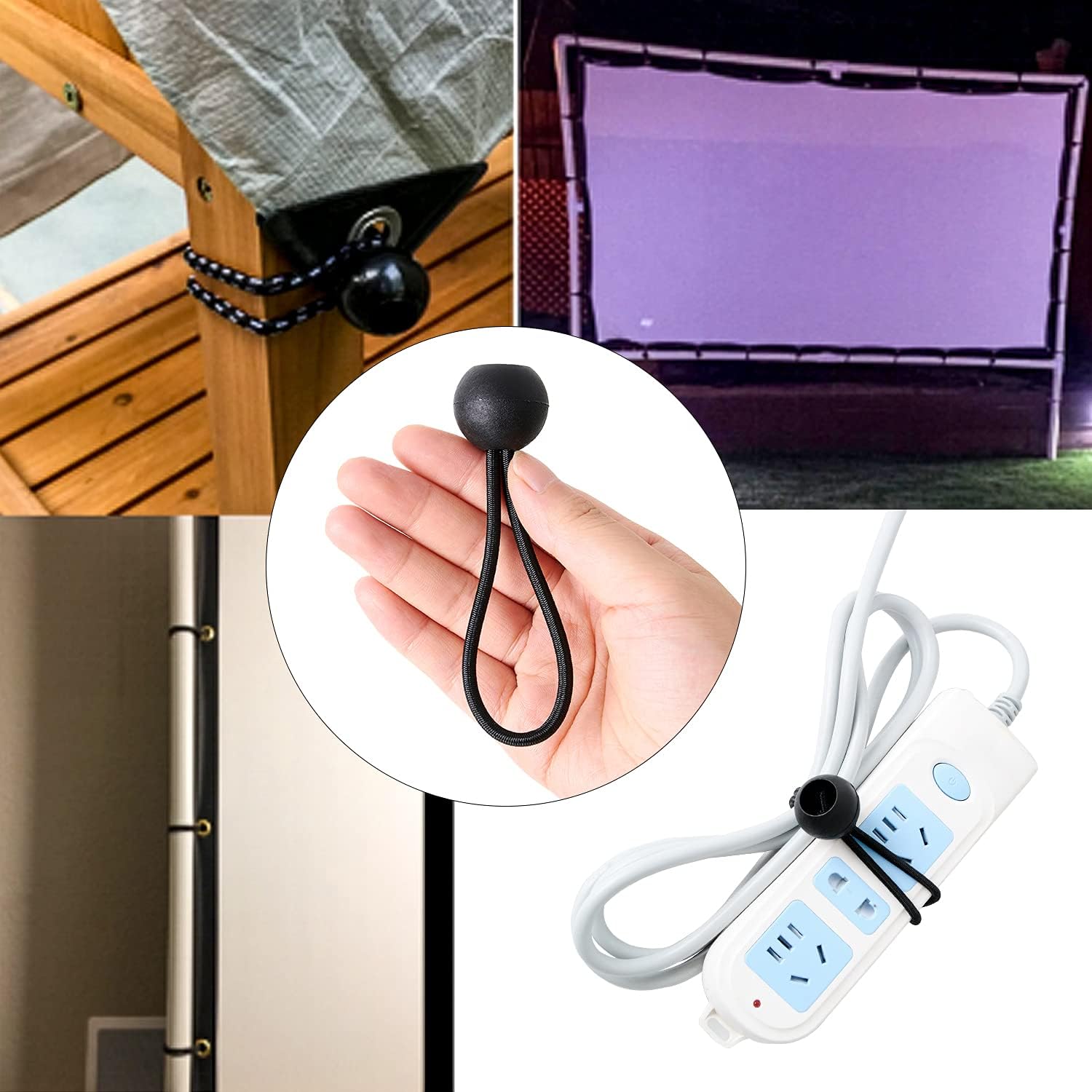 20 Pack Bungee Balls Cords, Black Ball Bungee Heavy Duty Heavyweight 4 inches Tarp Bungee Cords, Weather Resistant Tie Down Strap Diameter 4mm for Canopy, Tarp, Camping, Straps, Tent, Poles and Wires : Tools & Home Improvement