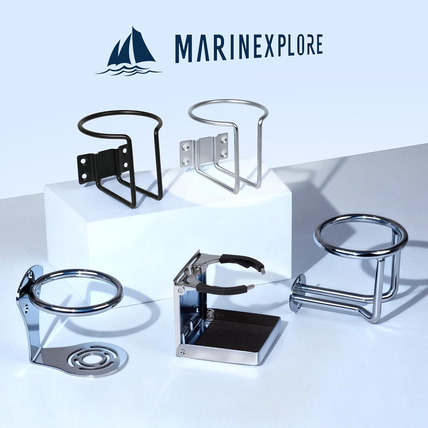 4 PCS Boat Cup Holder,Premium Wall Mounted Stainless Steel Holders for Beverage Bottles Cans Mugs,Cup Holders for RV Yacht