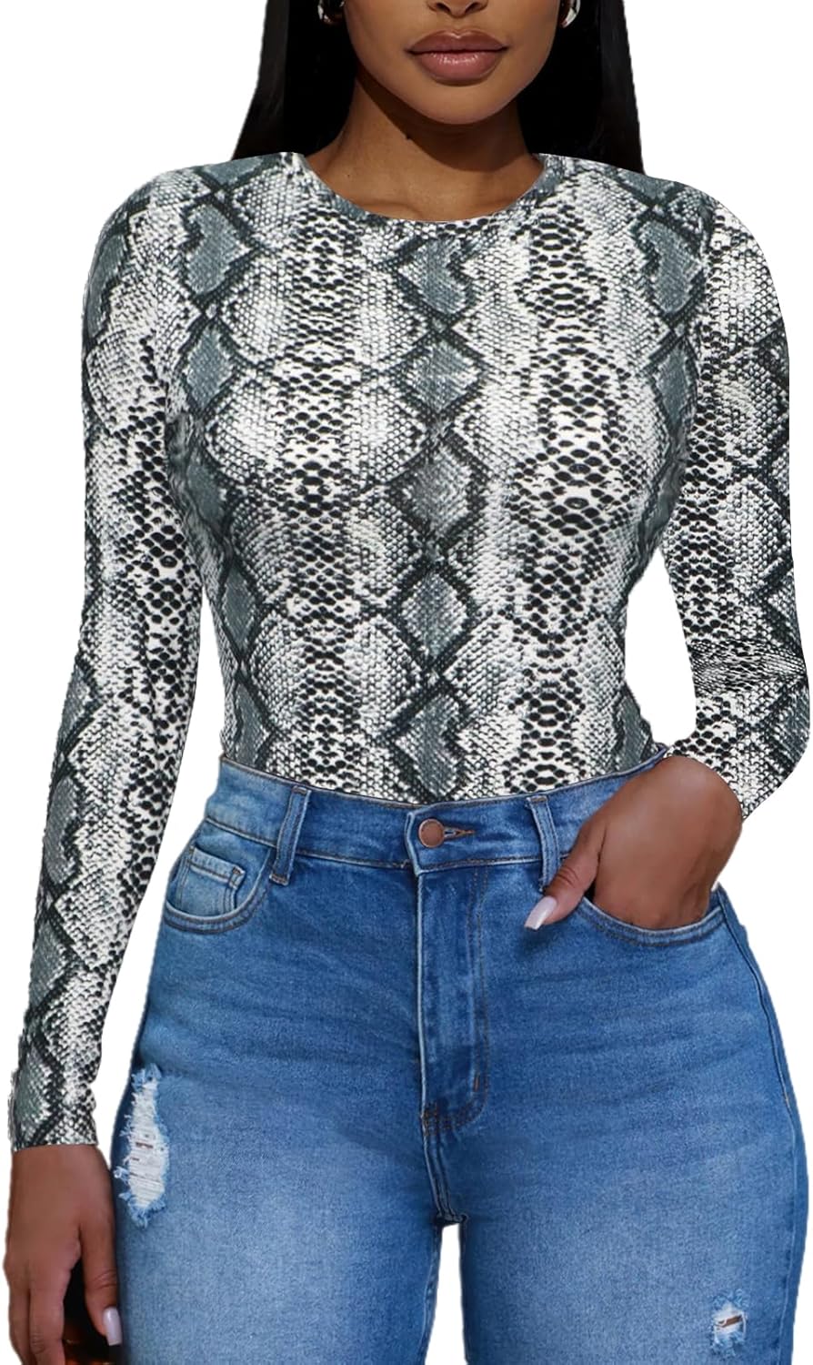 Women's Long Sleeve Basic Tops - Crew Neck Casual Going Out Y2K Fall Top Fitted T Shirt Clothes - Image 4