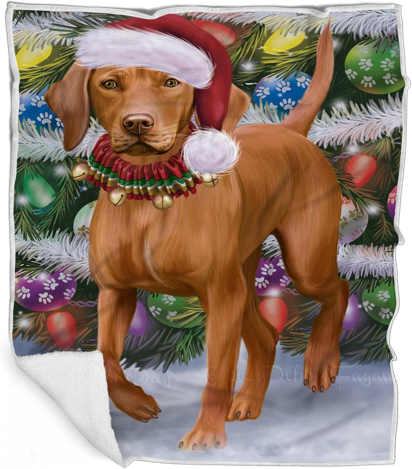 Vizsla Dog Blanket - Let it Snow - Super Soft & Warm Pet Theme for Sofa or Bed, Warm Fleece, Sherpa or Woven Material, for Dog Lovers BLNKT163411 (60x80 Fleece)