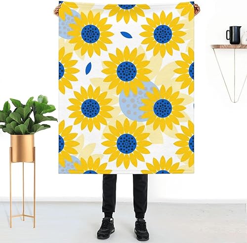 Sunflower 1 Throw Blanket for Women Soft Summer Fleece Blanket 50"x40" Travel Lightweight Blanket for Bed Couch Cute Home Decor