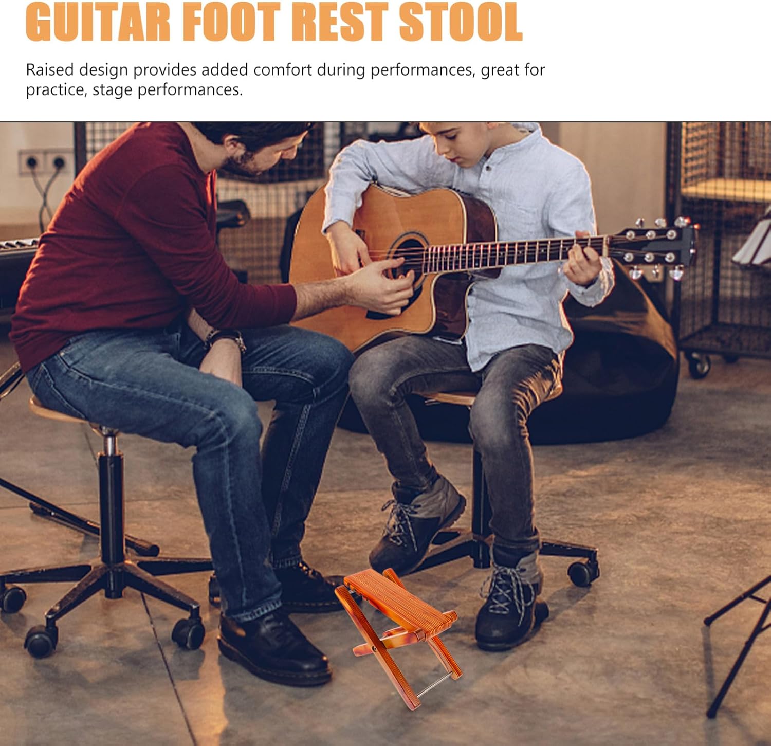 Adjustable Guitar Foot Stool with Height Levels Metal Pedal Footrest for Classical and Acoustic Guitar Players Ergonomic Raised Design for Comfortable Practice and Stage