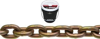 0510613 System 7 Grade 70 Carbon Steel Transport Chain in Round Pail, Yellow Chromate, 3/8" Trade, 0.41" Diameter, 75' Length, 6600 lbs Load Capacity