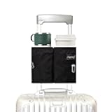 riemot Luggage Travel Cup Holder Free Hand Drink Caddy - Hold Two Coffee Mugs - Fits Roll on Most Suitcase Handles - Gifts for Flight Attendants &Frequent Travelers Accessories Black
