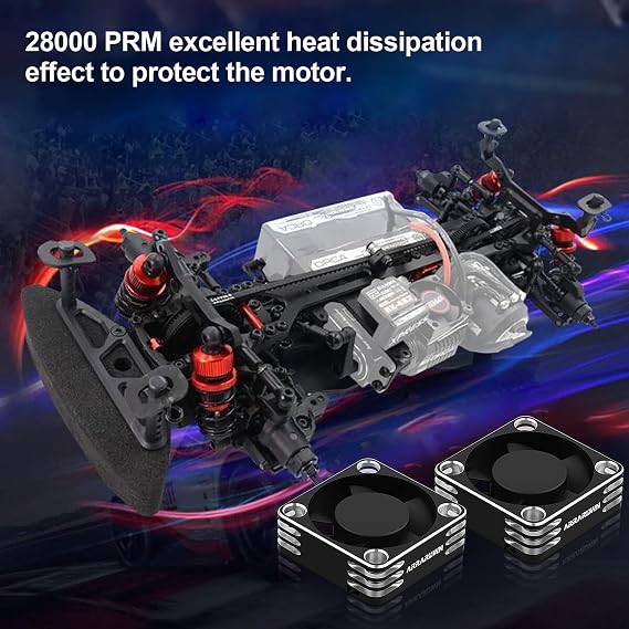 2 Paket RC Araba Motor Soğutma Fanı Soğutucu 28000 RPM Fırçasız ESC Soğutma Fanı RC Araba 1/8 1/10 540 550 Motor için (Siyah+Gümüş)