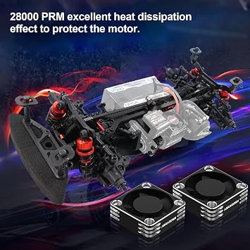 2 Paket RC Araba Motor Soğutma Fanı Soğutucu 28000 RPM Fırçasız ESC Soğutma Fanı RC Araba 1/8 1/10 540 550 Motor için (Siyah+Gümüş)